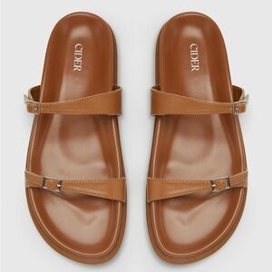 Cider Men's Cognac Double-Strap Slide Sandals